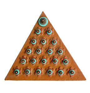 Pyramid by Carol Cole Handmade paper, paint, found objects 16” x 18”